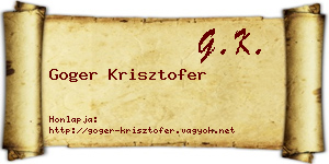 Goger Krisztofer névjegykártya